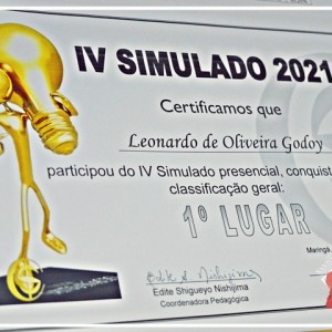 ENTREGA DOS CERTIFICADOS DO IV SIMULADO DE 2021