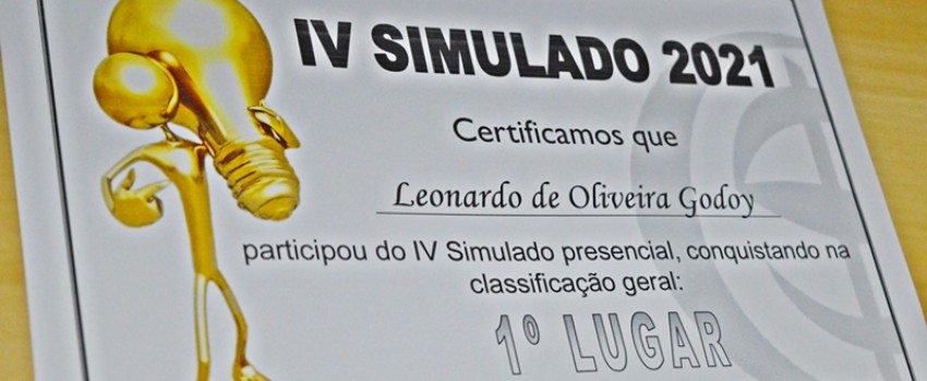 ENTREGA DOS CERTIFICADOS DO IV SIMULADO DE 2021